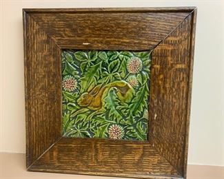 178. Arts & Crafts Framed Rabbit Tile (11" x 11") 