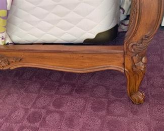 338. Carved Twin Bed w/ Cane Head and Footboard