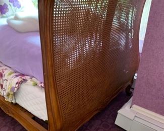 338. Carved Twin Bed w/ Cane Head and Footboard