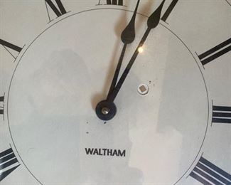 339. Waltham Wall Clock w/ Pendulum has Quartz Movement (32" x 16" x 5")