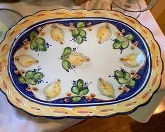 352. Tierra Fina Hand Painted Serving Tray From Portugal (15" x 11")