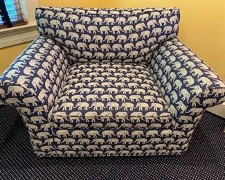 376. Elephant Print Oversized Club Chair (50" x 36" x 30")