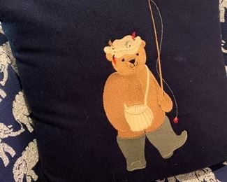 379. Embroidered Bear Pillow (12" x 12")