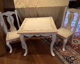 Hand Painted Childs Table & 2 Chairs