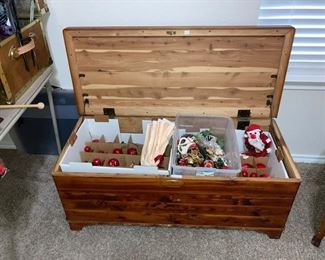 Lane cedar chest with xmas items
