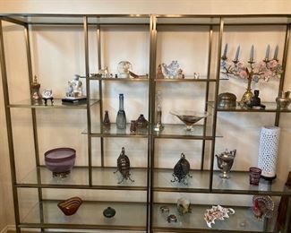 Nice vintage metal and glass shelving system