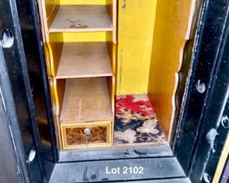 Lot 2102 $500.00 Hall's Safe and Lock Co. Safe. Inside the Safe has shelves for storage. This item is VERY VERY HEAVY. We will NOT be moving it for you.