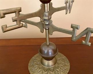 Lot 2106 Asking $175.00 Weather Vane w/ rooster. Brass base with Copper Rooster. Vintage 20" tall x 10" in diameter. This is a cute piece that evokes a farmhouse whimsical, eclectic addition to your decor. Love it.