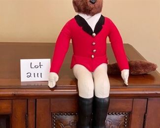 Lot #2111 $20.00 Plush Fox Jockey - Not sure if that is the correct description for this darling guy, but if you live in the Fox Valley area, this plush fox is a MUST! 11"w x 19"h x 8"d. Great Condition.