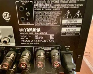 Lot 2112 $250.00 Yamaha Aventage RX-A1030 View of Back Panel.