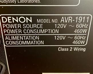 Lot 2113 $195.00 Denon AVR-1911 7.1 3D Pass-through Surround AV Receiver w/ Remote Control.