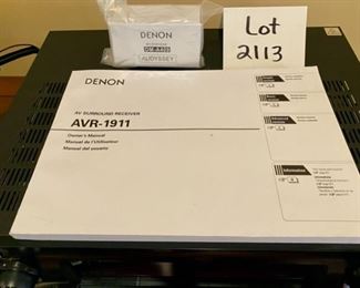 Lot 2113 $195.00 Denon AVR-1911 7.1 3D Pass-through Surround AV Receiver w/ Remote Control. Operation manual and Denon Audyssey.