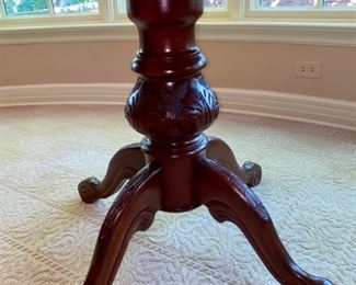 Lot 2120 $325.00. Beautiful Inlaid, round foyer table with leaf design. 39"Round x 30" H