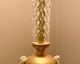Lot 2124 $175.00 Gold tone, gorgeous torchiere floor lamp. Look at these sweet rose details.