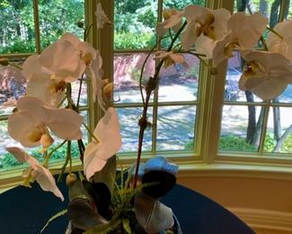 Lot 2127 $40.00 Silk Orchids in Brass Planter. 14" H x 12" W