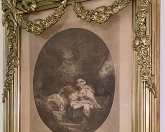 Lot 2130 $450.00. Very Nice French Trumeau Mirror with Foliate garland and bow crest, with the upper housing depicting a mother with children. 4'7.5" H x 14" W Online this beauty sold for $750.00. Yours today for $225.00 and it'll be the best $225 you ever spent in your ife. Truly unique, doesn't take a lot of wall space. Take another look!