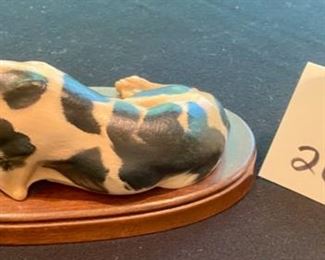 Lot 2132 $65.00 Anri- Helmet Diller- wood carving of a Harlequin Great Dane (ear is chipped as visible in the photo). Made in Italy