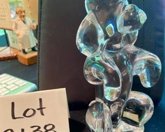 Lot 2138 $35.00 Yannes Cristal Poodle 7.5"H x 3.5" base. Signed. 7.5" H x 3.5" W