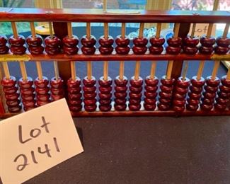 Lot 2141 $38.00 Vintage Chinese Abacus wood and brass 16" W x 7" H