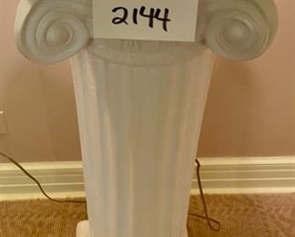 Lot 2144 $35.00 One White Plaster Pillar Plant Stand 30" H x 11" W