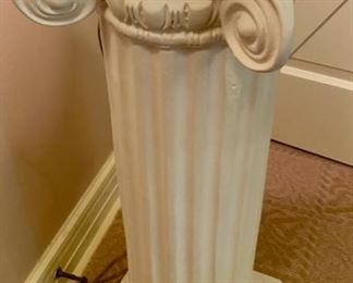 Lot 2144 $35.00 One White Plaster Pillar Plant Stand 30" H x 11" W