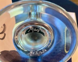 Lot 2148, $95.00 Tall, slender and beautiful oil lamp crafted of hand-blown iridescent art glass in the style of Favrile glass by Louis Comfort Tiffany. Signed by Brian Maytum of Naperville. 10" H. Just Beautiful!!