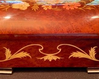 Lot 2166 $95.00 Reuge Music Box made in Italy with Nadia Theme 10" L x 5.5" W x 4.5" H Gorgeous inlaid wood - jewelry box interior, swiss movement. Not your typical music box.