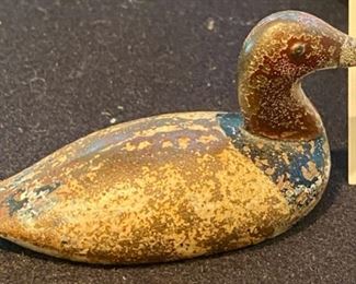 Lot 2179. $40.00. A random lot, but interesting. The silver handled cup/bank with a key is actually an antique Church Collection Cup that got passed around for parishioner's contributions. Also a pewter bell, a cast iron little duck decoy, a wind-up vintage chick, and a 1976 commemorative medal.