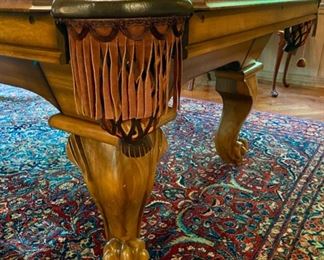 Lot 2169 Sunday Discounted Price: $700 FIRM. Was $975.00 Peter Vitale 8' professional pool table & accessories. Includes Pool cues, Set of Billiard Balls, Bridge, 15 and 8 Ball Racks, Chalk and Pool Cue Rack. Felt has been replaced within the last 2 years. Ask us about Delivery Services from one of our vendors. Typically $450.00 to break down and assembly at your home. Includes balancing of the pool table. (Rug is lot 2245).