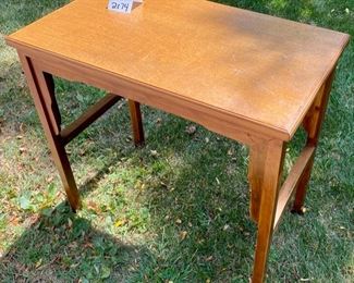 Lot 2174, $45.00 Accent table great for display or small laptop desk, craft table, repurposing. Missing cross bracers. 31"Wx18"Dx31"T