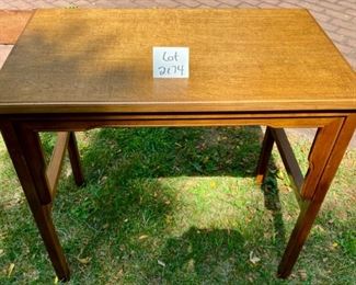 Lot 2174, $45.00 Accent table great for display or small laptop desk, craft table, repurposing. Missing cross bracers.