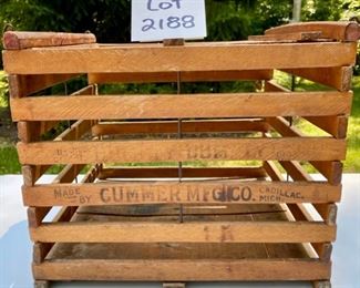 Lot 2188, $45.00 Antique wood egg crate made by Cummer Mfg. Co., Cadillac, MI