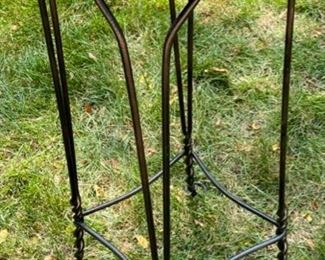 Lot 2194 $30.00 Cute Antique stool, with a wooden seat and twisted metal legs. Would also make a neat plant stand!