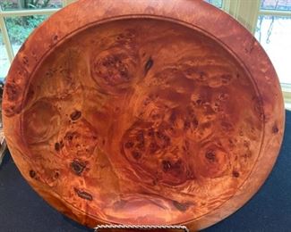 Lot 2181, $90.00. Wood hand-turned bowl, signed by Keith Richardson from Christchurch, New Zealand. New Zealand Tawhairauni. 14" diameter. This is a statement bowl and it is GORGEOUS.