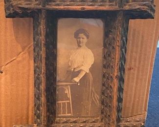 Lot 2172. $25.00. 2 antique or vintage tobacco tins & one old photo. Union Leader Redi-cut Tobacco; Lucky Strike cigarettes in tin & frame and an antique cabinet photo of a woman.