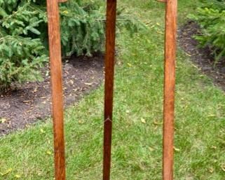 Lot 2210 $275.00 Very Unique Antique/Vintage Oak easel, super interesting lines, and adornment. Victorian design, 20" W x 60" H