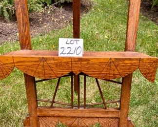Lot 2210 $275.00 Very Unique Antique/Vintage Oak easel, super interesting lines, and adornment. Victorian design, 20" W x 60" H