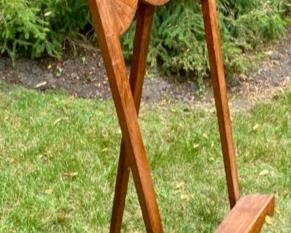 Lot 2210 $275.00 Very Unique Antique/Vintage Oak easel, super interesting lines, and adornment. Victorian design, 20" W x 60" H