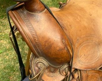 Lot 2207. Asking $150.00. Child's Western-style Shetland Pony saddle, mounted on a custom made stool to serve as a saddle chair! 34"T x 20"W x 16" D Lot 2207.