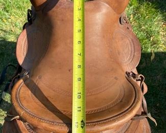 Lot 2207. Asking $150.00. Child's Western-style Shetland Pony saddle, mounted on a custom made stool to serve as a saddle chair! 34"T x 20"W x 16" D
