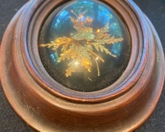 Lot 2250 $30.00 Old hand mirror made in Peru by Rojo. Real Hawaiian flowers petrified in gold, by Saburo Inc Oncidium Orchid, Palaa Farm gold plated in 24k gold. Please note that the harmonica shown was apparently put in this lot by mistake and in another that previously sold