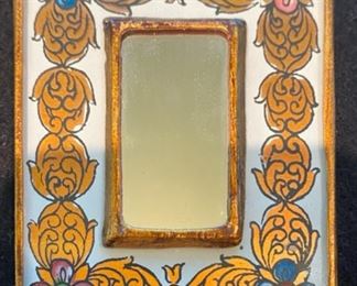 Lot 2250 $30.00 Old hand mirror made in Peru by Rojo. Real Hawaiian flowers petrified in gold, by Saburo Inc Oncidium Orchid, Palaa Farm gold plated in 24k gold. Please note that the harmonica shown was apparently put in this lot by mistake and in another that previously sold