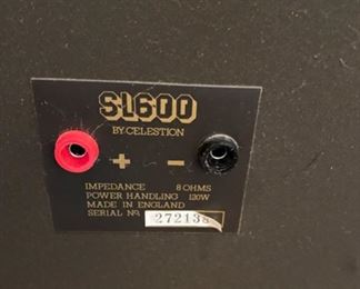 Lot 2253 $375.00. Pair of SL600 Speakers by Celestion w/ Stands. The SL600 is a compact speaker measuring 14-1/2 x 8 x 9-1/4 inches and weighing only 11-1/4 pounds. No level balancing or response adjustments are needed or provided. Original Price: $1,500 per pair, including stands.