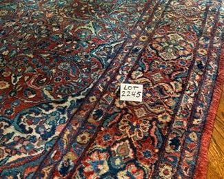 Lot 2245 Sunday Discounted Price: $1,250.00 FIRM. Was $1,750.00 Oriental Rug Under the Pool Table in Maroon, Tan, Beige, Blue Colors. Excellent Condition Wool Hand Woven. 141" L x 100" W. This Rug is Absolutely Gorgeous.