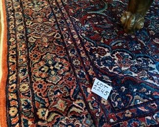 Lot 2245 Sunday Discounted Price: $1,250.00 FIRM. Was $1,750.00 Oriental Rug Under the Pool Table in Maroon, Tan, Beige, Blue Colors. Excellent Condition Wool Hand Woven. 141" L x 100" W. This Rug is Absolutely Gorgeous.