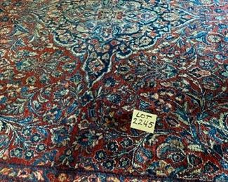 Lot 2245 Sunday Discounted Price: $1,250.00 FIRM. Was $1,750.00 Oriental Rug Under the Pool Table in Maroon, Tan, Beige, Blue Colors. Excellent Condition Wool Hand Woven. 141" L x 100" W. This Rug is Absolutely Gorgeous.