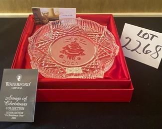 Lot 2268, $35.00 Waterford Crystal "Songs of Christmas", 2001 O'Christmas Tree Dish. New in box.