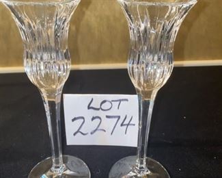 Lot 2274, $15.00 2 Crystal candlesticks, 8" tall- unmarked