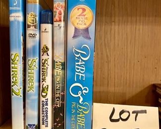 Lot #2256. $15.00. DVD's: Collectioin of 6 Babe and Shrek DVD's