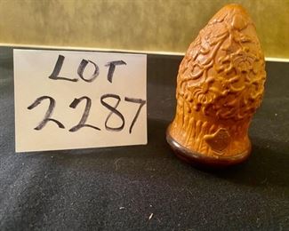 Lot 2287. $35.00. This is an antique celluloid Cricket Holder - children would catch a cricket, put it in this vessel, and shake it, like a rattle. Has the stamp from China that allows for certain antiquities to be taken out of the country. Interesting info.